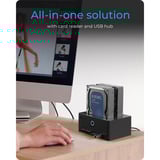 ICY BOX IB-1233CL-CR, station de clonage SSD/HDD, Station d'accueil Noir, HDD, SSD, SATA, 2.5,3.5", USB 3.2 Gen 1 (3.1 Gen 1) Type-A, Noir, 5 Gbit/s