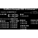 Wera Kraftform Kompakt VDE 16 Universal 1, 16 pièces, Tournevis Rouge/Jaune