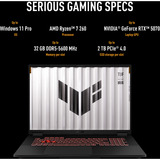 ASUS TUF Gaming A18 (FA808UH-S8007W) 18" PC portable gaming  Gris | Ryzen 7 260 | RTX 5050 | 16 Go | SSD 1 To | 165 Hz