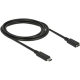 DeLOCK USB-C 3.1 Gen 1 SuperSpeed, mâle > femelle, Câble d'extension Noir, 2 mètres