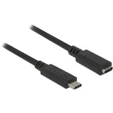 DeLOCK USB-C 3.1 Gen 1 SuperSpeed, mâle > femelle, Câble d'extension Noir, 2 mètres