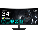 GIGABYTE G34WQCP (2.0) 34" Moniteur UltraWide gaming incurvé  Noir, 2x HDMI, 2x DisplayPort