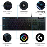 Logitech G815 LIGHTSYNC RGB, clavier gaming Noir, Layout US (QWERTY), GL Tactile, LED RGB