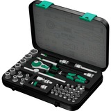 Wera 8100 SA 4 Jeu de cliquets Zyklop Speed, 1/4", Set d'outils Noir/Vert, Clé à cliquet de 41 pièces avec tête pivotante