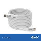 Club 3D Câble USB-C Magnetic-Coil 240 W PD3.1 blanc, 2 mètres Blanc