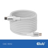 Club 3D Club Magnetic USB type C Cable 240W Whit, Câble Blanc