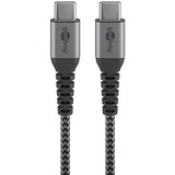 goobay Câble textile USB-C avec connecteurs métalliques Gris/Argent, 0,5 mètre, 60W