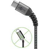 goobay Câble textile USB-C avec connecteurs métalliques Gris/Argent, 0,5 mètre, 60W