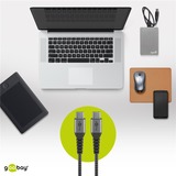 goobay Câble textile USB-C avec connecteurs métalliques Gris/Argent, 0,5 mètre, 60W