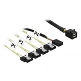 DeLOCK Mini SAS HD SFF-8643 > 4x SATA 7 pin Reverse + Sideband, Câble Noir, 0,5 mètre