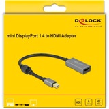 DeLOCK Mini DisplayPort 1.4 Actif > HDMI, Adaptateur Gris/Noir, 0,2 mètres, 4K 60Hz