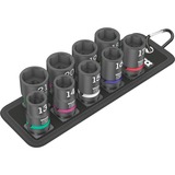 Wera Ceinture C Impaktor 1 jeu de douilles, 1/2", Clés mixtes à cliquet Noir, 9 pièces, pour clés à chocs