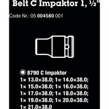 Wera Ceinture C Impaktor 1 jeu de douilles, 1/2", Clés mixtes à cliquet Noir, 9 pièces, pour clés à chocs