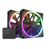 NZXT F140 RGB Twin Pack 140x140x26, Ventilateur de boîtier Noir, Jeu de 2 avec RGB et contrôleur de ventilateur.