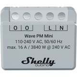 Shelly Qubino Wave PM Mini, Relais Gris clair/Blanc, 1 canal, Z-Wave