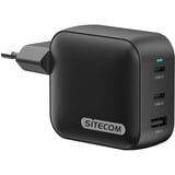 Sitecom 100W GaN Power Delivery chargeur Noir, 2x USB-C, 1x USB-A