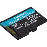 Kingston Canvas Go! Plus microSDXC 512 Go, Carte mémoire Noir, Classe 10, UHS-I U3, V30, A2