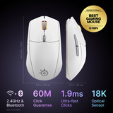 SteelSeries Rival 3 Wireless Gen 2, Souris gaming Blanc, 18 000 ppp, RGB, 2,4 GHz / Bluetooth 5.0