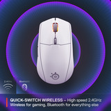 SteelSeries Rival 3 Wireless Gen 2, Souris gaming Blanc, 18 000 ppp, RGB, 2,4 GHz / Bluetooth 5.0