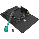 Wera 8100 SB 13 Jeu de cliquets Zyklop Comfort, Set d'outils Noir/Vert, Levier de transfert, 3/8" drive, impérial, 11 pièces