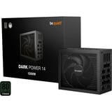 be quiet! DARK POWER 14 alimentation modulaire 1200 watt Noir, 2x 12V-2x6, 4x PCIe, 1200 W, 100 - 240 V, 1300 W, 50/60 Hz, 10 A, 5 A