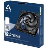 ARCTIC P12 Silent ventilateur de boîtier Noir, 120 x 120 x 25 mm, Ventilateur, 12 cm, 1050 tr/min, 0,08 sone, 40,95 m³/h, Noir