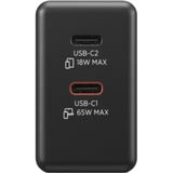 Lenovo 65W Dual USB-C GaN chargeur Noir, 2x USB-C, Power Delivery