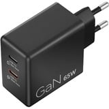 Lenovo Dual USB-C (65W) GaN, Chargeur Noir, 2x USB-C, Power Delivery, 65W