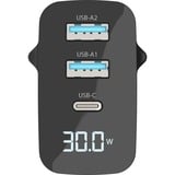 Sitecom 30W GaN Power Delivery chargeur mural avec affichage LED Noir