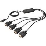 Digitus USB 2.0 > 4x RS232, Câble Noir, 1,5 mètres