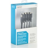 Digitus USB 2.0 > 4x RS232, Câble Noir, 1,5 mètres