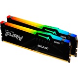 Kingston FURY Beast RGB 64 Go DDR5-6400 (2x 32 Go) mémoire vive Noir, KF564C32BBEAK2-64, XMP 3.0, EXPO 1.1