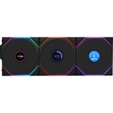 Lian Li UNI FAN TL 120 LCD Wireless Reverse Blade ventilateurs de boîtier RGB  Noir, 3 pièces, 120 x 124 x 28 mm, PWM, 1x 9 broches USB, contrôleur inclus