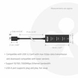 Club 3D USB-C 5 Gbps vers 3 ports USB Type-A + Gigabit Ethernet, Adaptateur Noir, 3x USB-A 5 Gbps, RJ-45 Gigabit
