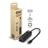 Club 3D USB-C 5 Gbps vers 3 ports USB Type-A + Gigabit Ethernet, Station d'accueil Noir