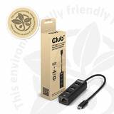 Club 3D USB-C 5 Gbps vers 3 ports USB Type-A + Gigabit Ethernet, Station d'accueil Noir