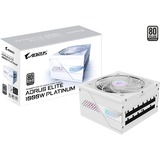 GIGABYTE GP-AE1000PM PG5 ICE alimentation  modulaire 1000 watt Blanc, 1x 12VHPWR, 6x PCIe, 80 PLUS Platinum, Conception entièrement modulaire, Ventilateur de 120 mm, Compatible ATX 3.0, Prise EU, 1000 W, 100 - 240 V, 50/60 Hz, 15 - 6.5 A, Actif, 125 W