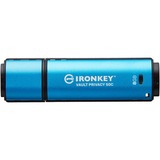 Kingston IronKey Vault Privacy 50 8 Go, Clé USB Bleu clair/Noir, USB-A 3.2 Gen 1 (5 Gbit/s)