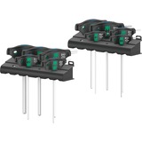 Wera 454/10 HF Set Imperial 1 Jeu de clés à goujons Poignée en T Hex-Plus, Tournevis Noir/Vert, avec fonction de préhension, pouce, 10 pièces