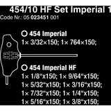 Wera 454/10 HF Set Imperial 1 Jeu de clés à goujons Poignée en T Hex-Plus, Tournevis Noir/Vert, avec fonction de préhension, pouce, 10 pièces