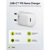 goobay Chargeur rapide USB-C PD GaN Nano (20 W) Blanc, 1x USB-C, Power Delivery 3.0