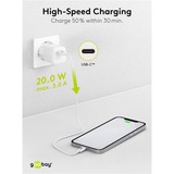 goobay Chargeur rapide USB-C PD GaN Nano (20 W) Blanc, 1x USB-C, Power Delivery 3.0