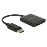 DeLOCK DisplayPort 1.4 > 2x HDMI MST, Répartiteurs de DisplayPort Noir, 0,2 mètre
