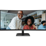 AOC CU34E4CV 34" Moniteur UltraWide incurvé Noir, 1x DisplayPort, 2x HDMI, 1x USB-C, 4x USB-A, 1x RJ-45, 120 Hz, 86,4 cm (34"), 3440 x 1440 pixels, 4 ms, Noir