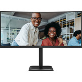 AOC CU34E4CV 34" Moniteur UltraWide incurvé Noir, 1x DisplayPort, 2x HDMI, 1x USB-C, 4x USB-A, 1x RJ-45, 120 Hz, 86,4 cm (34"), 3440 x 1440 pixels, 4 ms, Noir