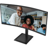 AOC CU34E4CV 34" Moniteur UltraWide incurvé Noir, 1x DisplayPort, 2x HDMI, 1x USB-C, 4x USB-A, 1x RJ-45, 120 Hz, 86,4 cm (34"), 3440 x 1440 pixels, 4 ms, Noir