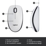 Logitech M100, Souris Blanc/gris, 1000 dpi