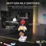 Corsair RGB clavier gaming mécanique Noir, Layout US (QWERTY), Corsair MLX Red v2, 80% (TKL)