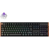 Keychron K10 HE-F1, clavier Noir/Marron, Layout BE, Gateron Double-Rail Magnetic Nebula, LED RGB, remplaçables à chaud, Bluetooth, 2,4 GHz