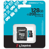 Kingston Canvas Go! Plus microSDXC 128 Go, Carte mémoire Noir,  Adaptateur inclus, Classe 10, UHS-I U3, V30, A2